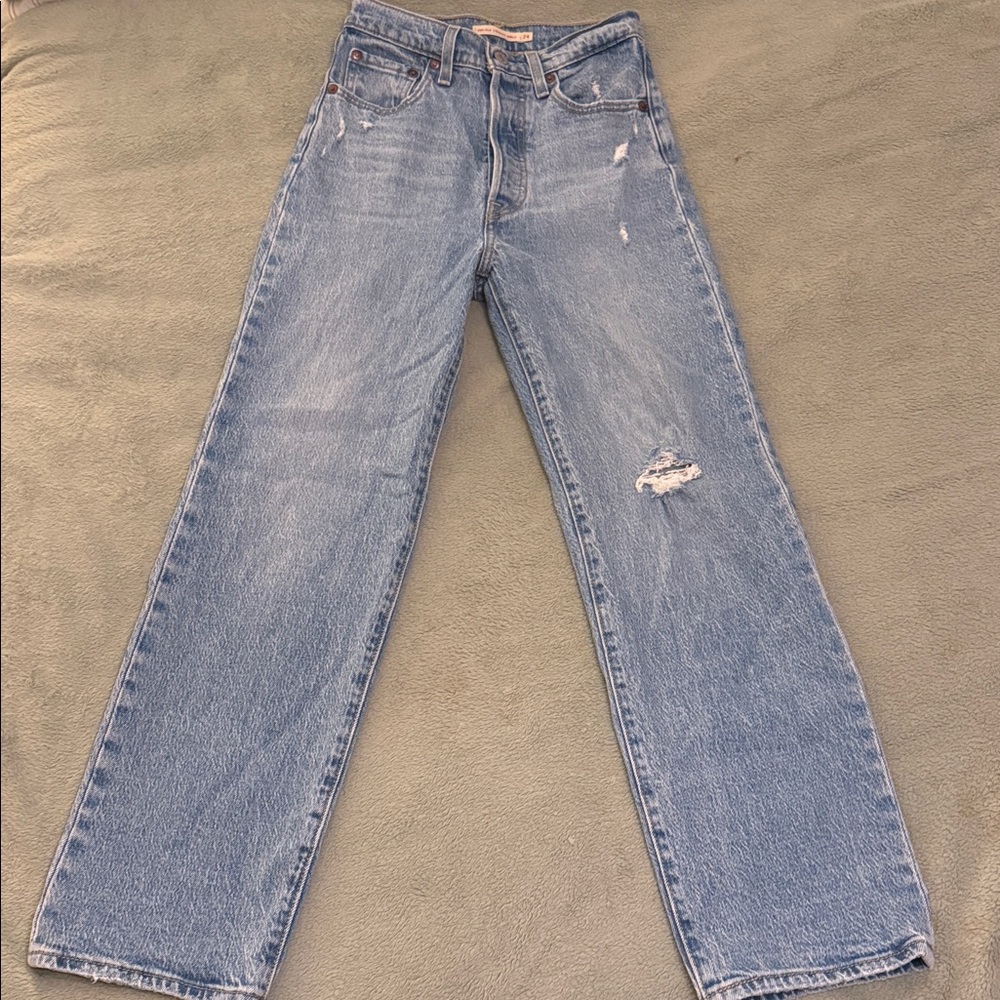 Levi’s Ribcage Ripped High Waist Ankle Straight Leg Jeans